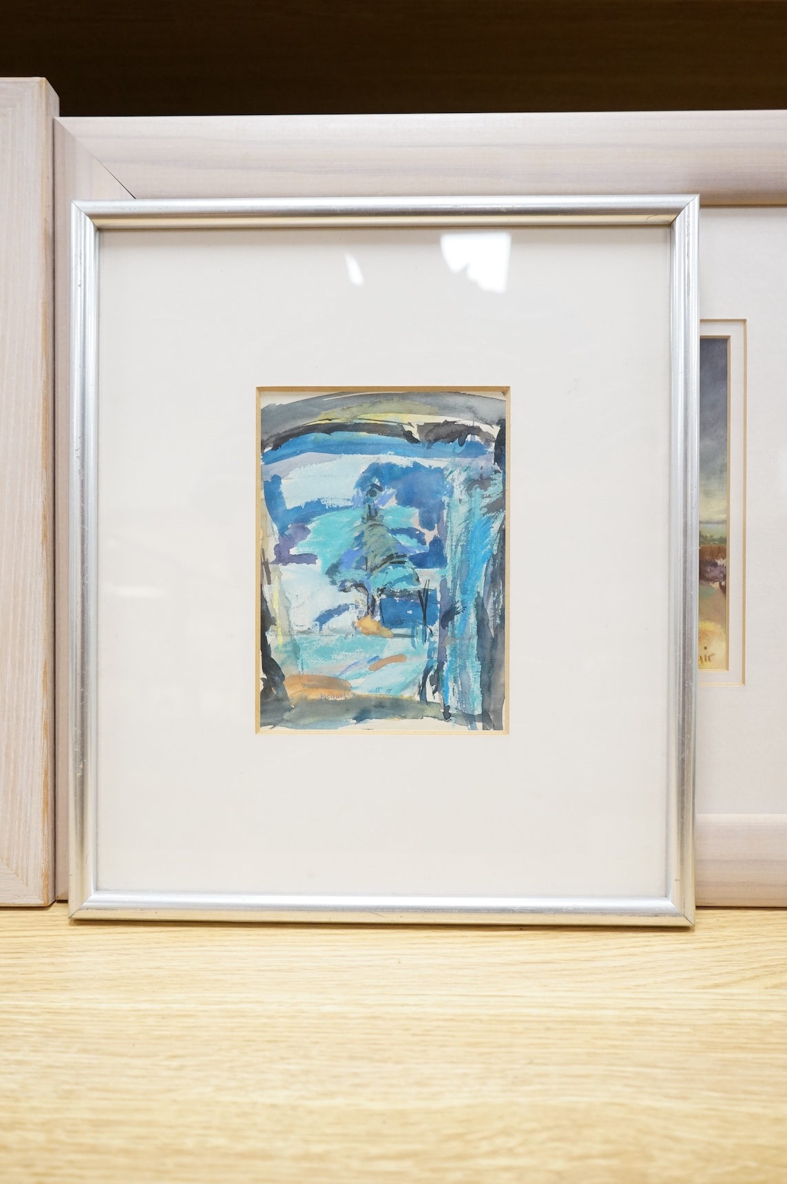 Jacqueline Watt (contemporary), 'Tree study II', signed, mixed media together with two other abstracts, one titled 'Storm clouds', largest 16 x 23cm